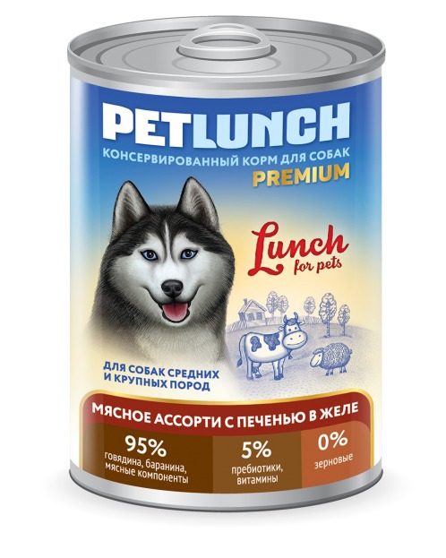 Lunch for pets мясное ассорти с печенью в желе