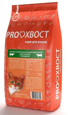 PROХВОСТ Корм сухой для кошек, говядина, 10 кг
