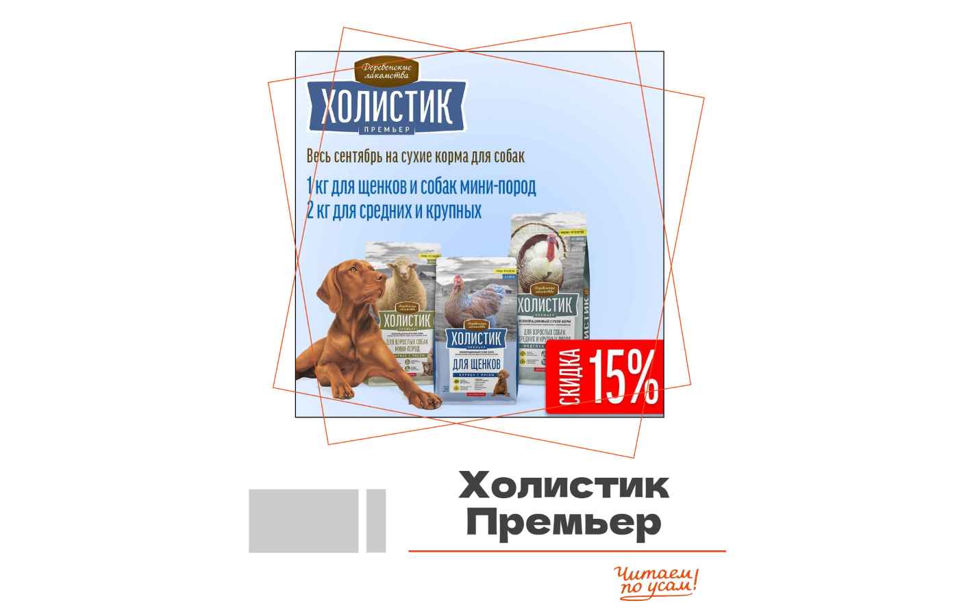Скидка -15% на корма Деревенские лакомства — Холистик Премьер весь сентябрь!