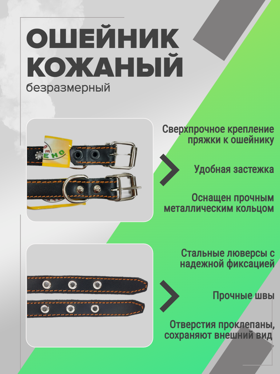 Ошейник кожаный 20 мм Сильное Звено