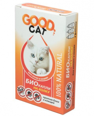 Good Cat Антипаразитарные БИО капли для Котят и Кошек от блох и клещей 1мл (уп. 3шт)